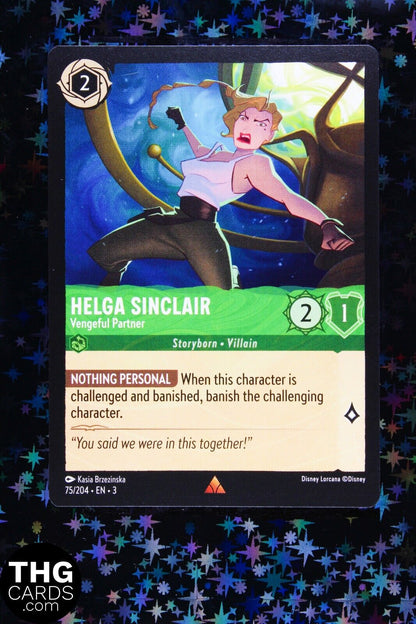 Helga Sinclair, Vengeful Partner 75/204 Rare Lorcana Card EN 3 PLAYSET