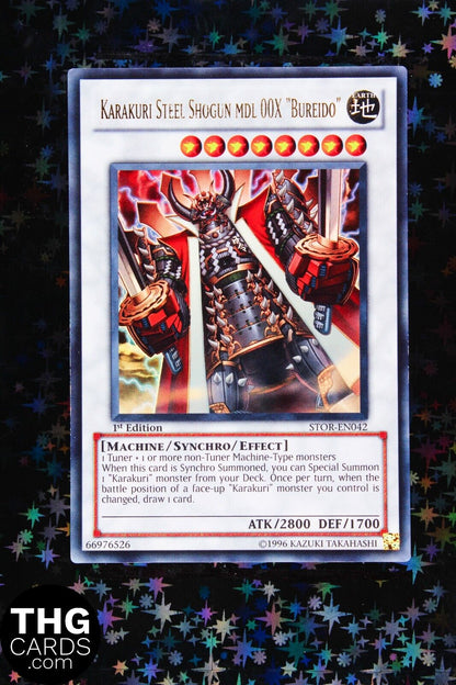 Karakuri Steel Shogun MDL 00X “Bureido” STOR-EN042 1st Ed Ultra Rare Yugioh Card