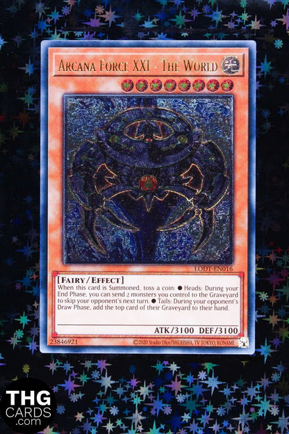 Arcana Force XXI - The World LODT-EN016 Ultimate Rare Yugioh Card 2024 Reprint