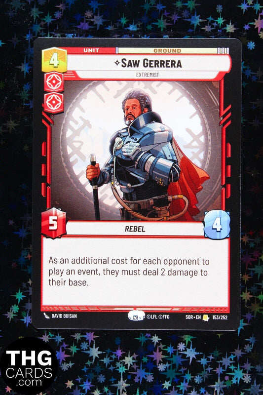 Saw Gerrera 153/252 Rare Star Wars Unlimited Card SOR