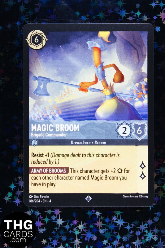 Magic Broom, Brigade Commander 186/204 Super Rare Lorcana Card EN 4