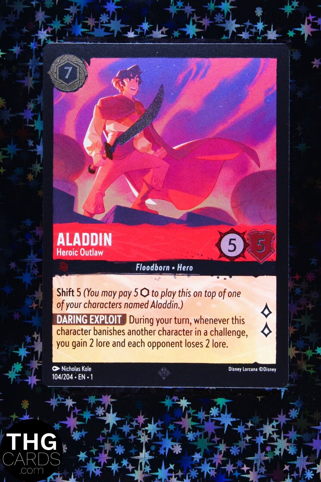 Aladdin, Heroic Outlaw 104/204 Foil Super Rare Lorcana Card EN 1