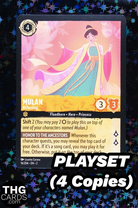 Mulan, Reflecting 16/204 Rare Lorcana Card EN 2 PLAYSET