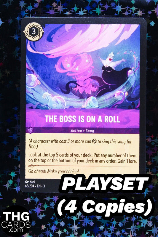 The Boss is on a Roll 63/204 Rare Lorcana Card EN3 PLAYSET