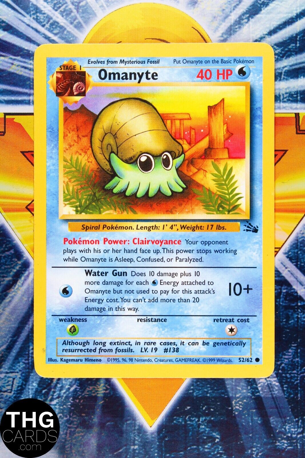 Omanyte 52/62 Common Fossil Pokemon Card