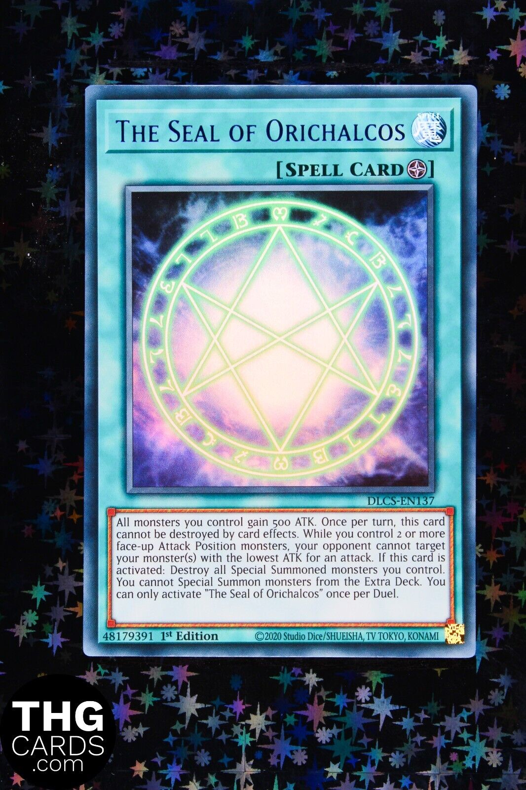 The Seal of Orichalcos DLCS-EN137 1st Edition Blue Ultra Rare Yugioh Card