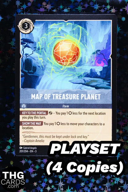 Map of Treasure Island 201/204 Rare Lorcana Card EN 3 PLAYSET