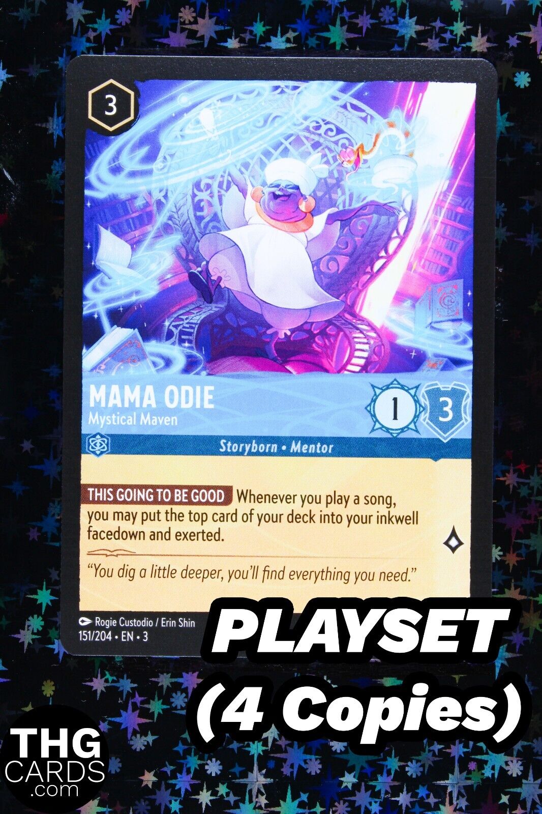 Mama Odie, Mystical Maven 151/204 Rare Lorcana Card EN3 PLAYSET