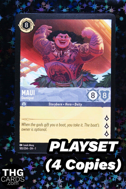 Maui, Demigod 185/204 Rare Lorcana Card EN 1 PLAYSET