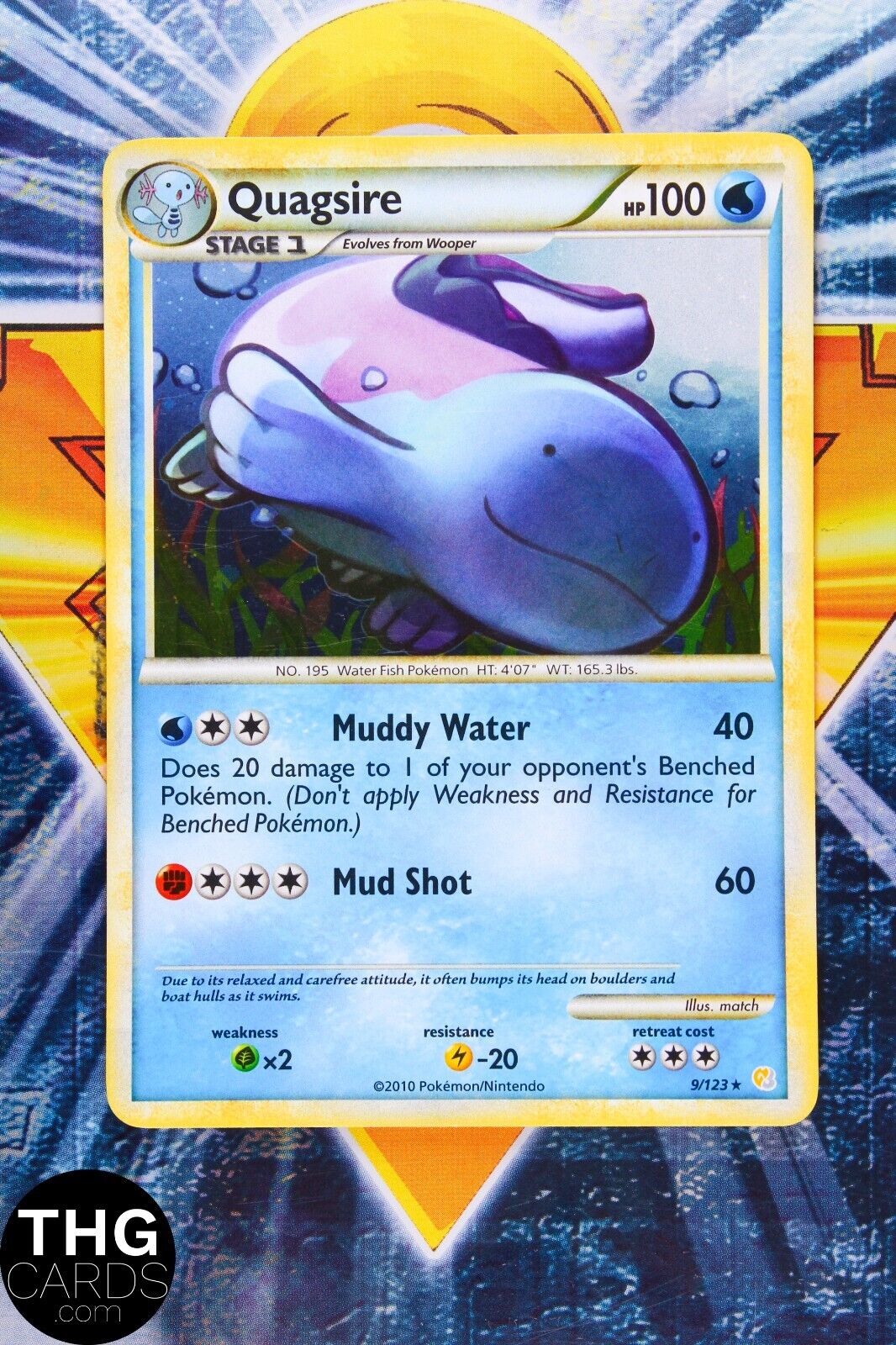 Quagsire 9/123 Holo Rare HeartGold & SoulSilver Pokemon Card