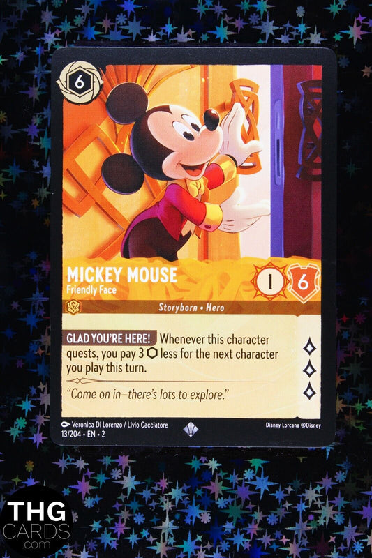 Mickey Mouse, Friendly Face 13/204 Super Rare Lorcana Card EN 2