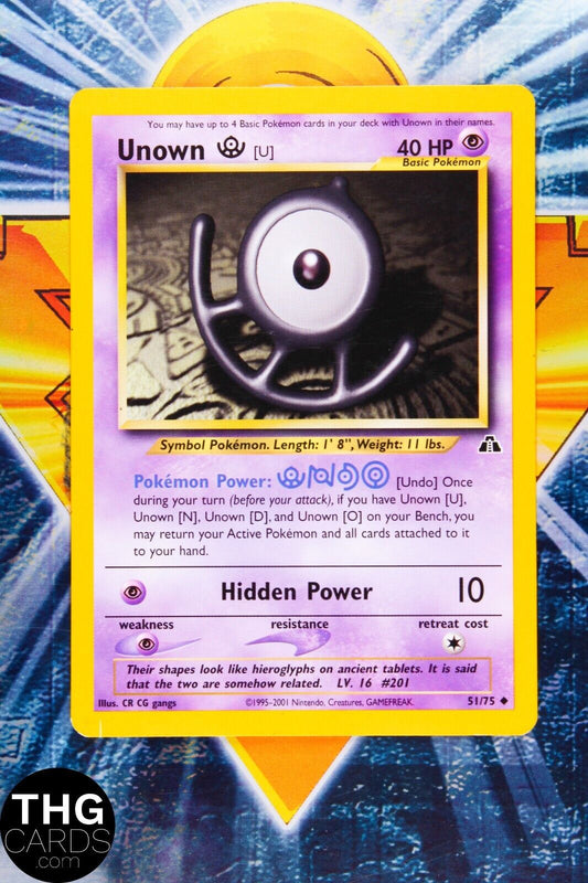 Unown U 51/75 Uncommon Neo Discovery Pokemon Card