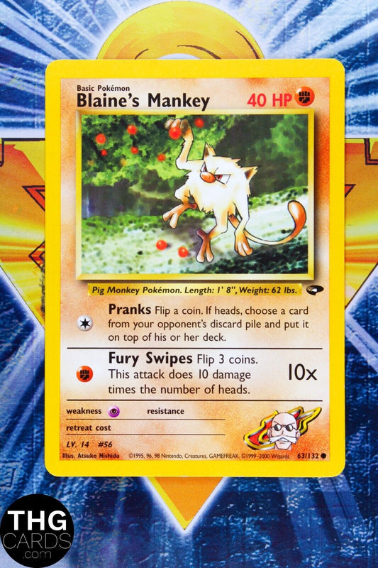 Blaine's Mankey 63/132 Common Gym Challenge Pokemon Card