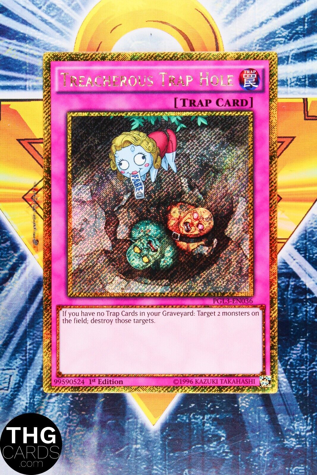 Treacherous Trap Hole PGL3-EN036 1st Gold Secret Rare Yugioh Card