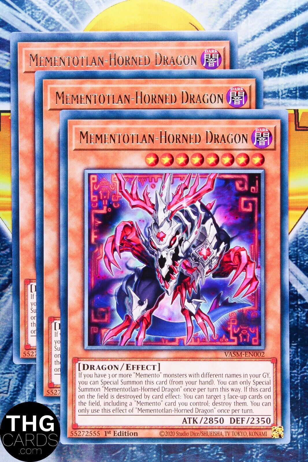 Mementotlan-Horned Dragon VASM-EN002 1st Edition Rare Yugioh Card Playset