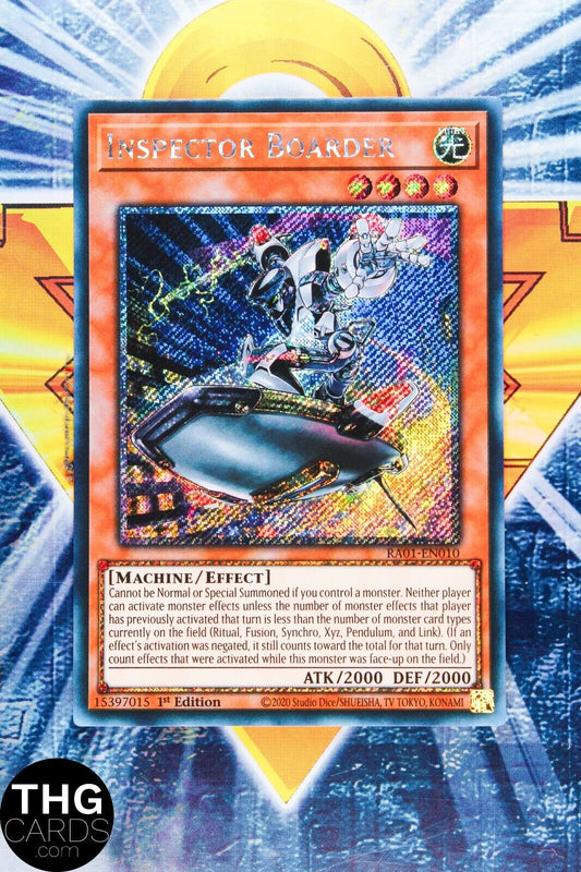 Inspector Boarder RA01-EN010 1st Edition Platinum Secret Rare Yugioh Card