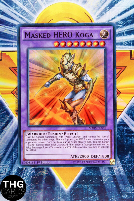 Masked HERO Koga SDHS-EN042 1st Edition Super Rare Yugioh Card