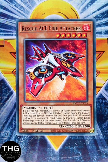 Rescue-ACE Fire Attacker AMDE-EN005 1st Rare Yugioh Card Playset