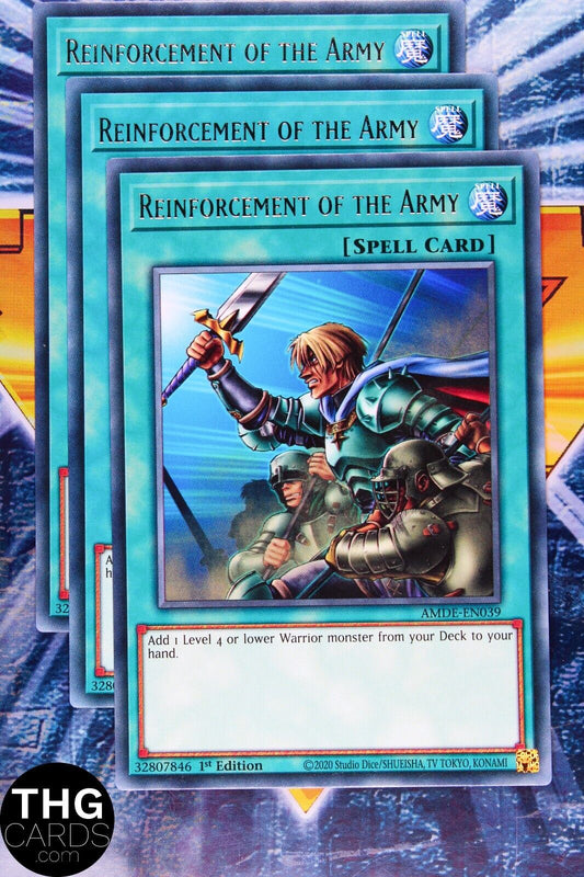 Reinforcement of the Army AMDE-EN039 1st Edition Rare Yugioh Card Playset