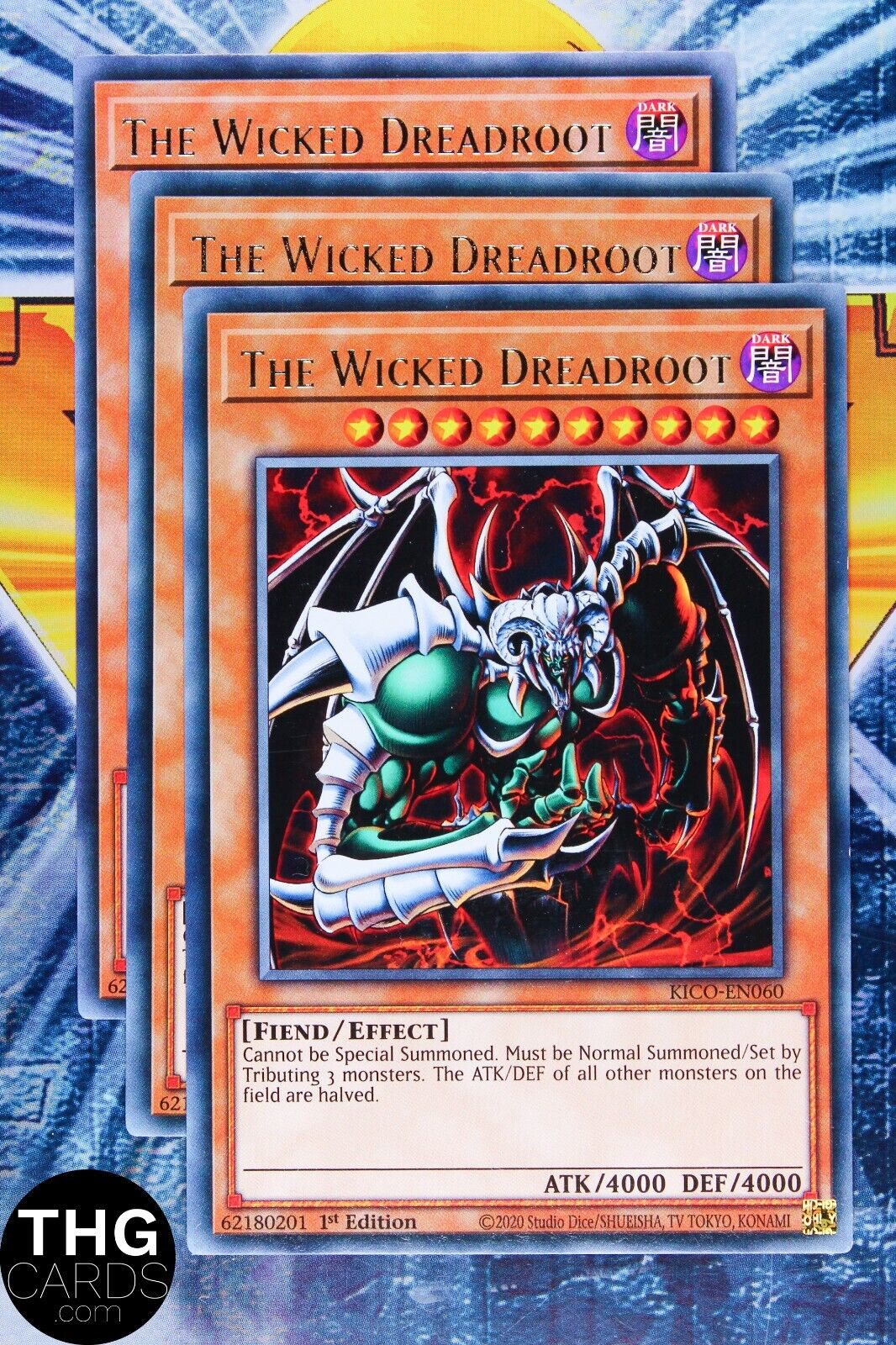 The Wicked Dreadroot KICO-EN060 1st Edition Rare Yugioh Card Playset