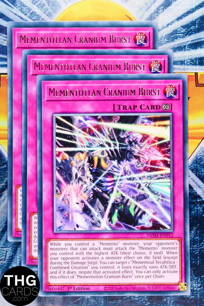 Mementotlan Cranium Burst VASM-EN012 1st Edition Rare Yugioh Card Playset