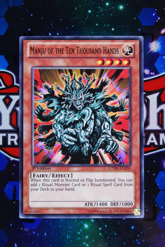 Manju of the Ten Thousand Hands LCYW-EN250 1st Edition Common Yugioh Card