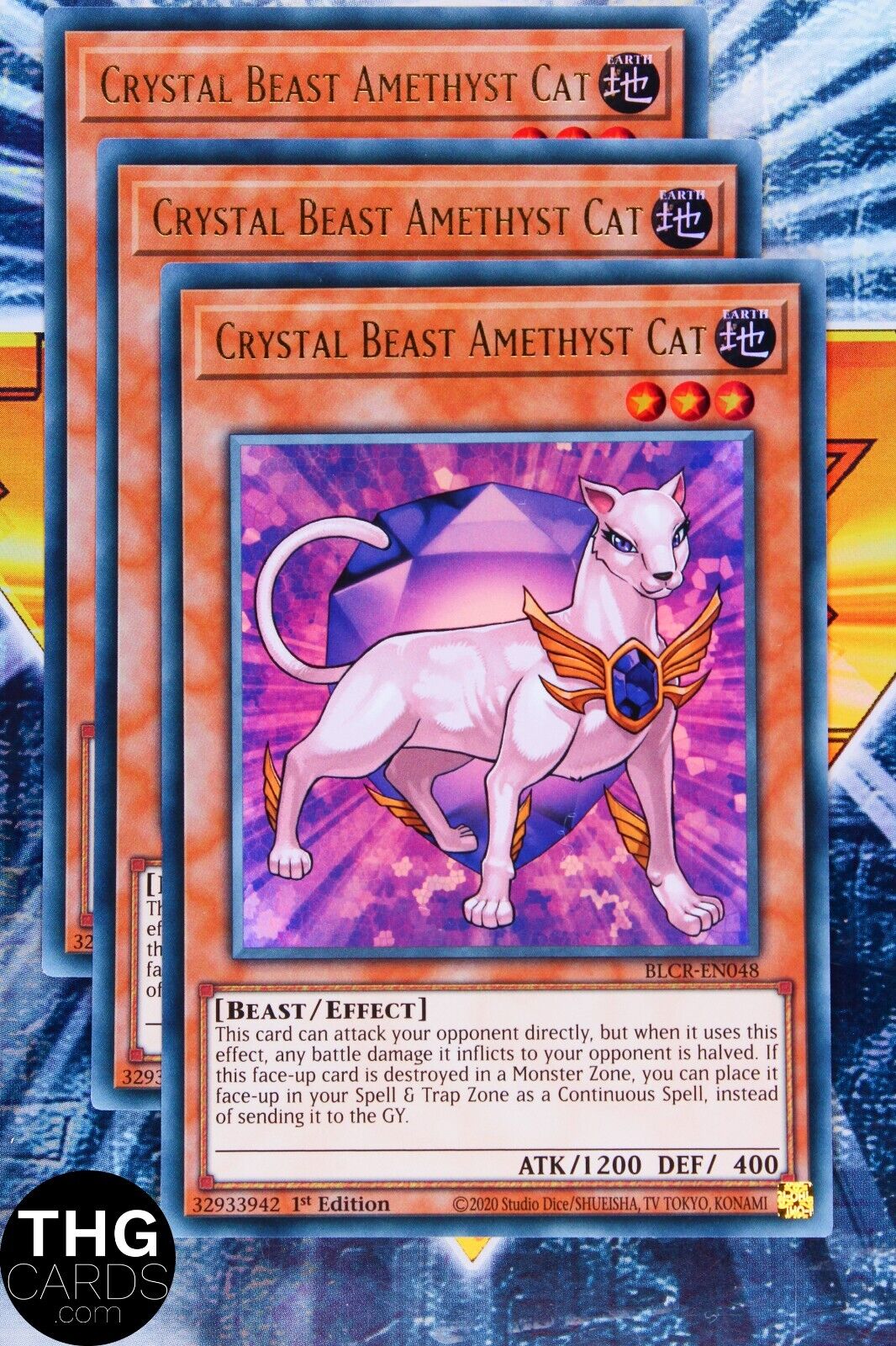 Crystal Beast Amethyst Cat BLCR-EN048 1st Edition Ultra Rare Yugioh Playset