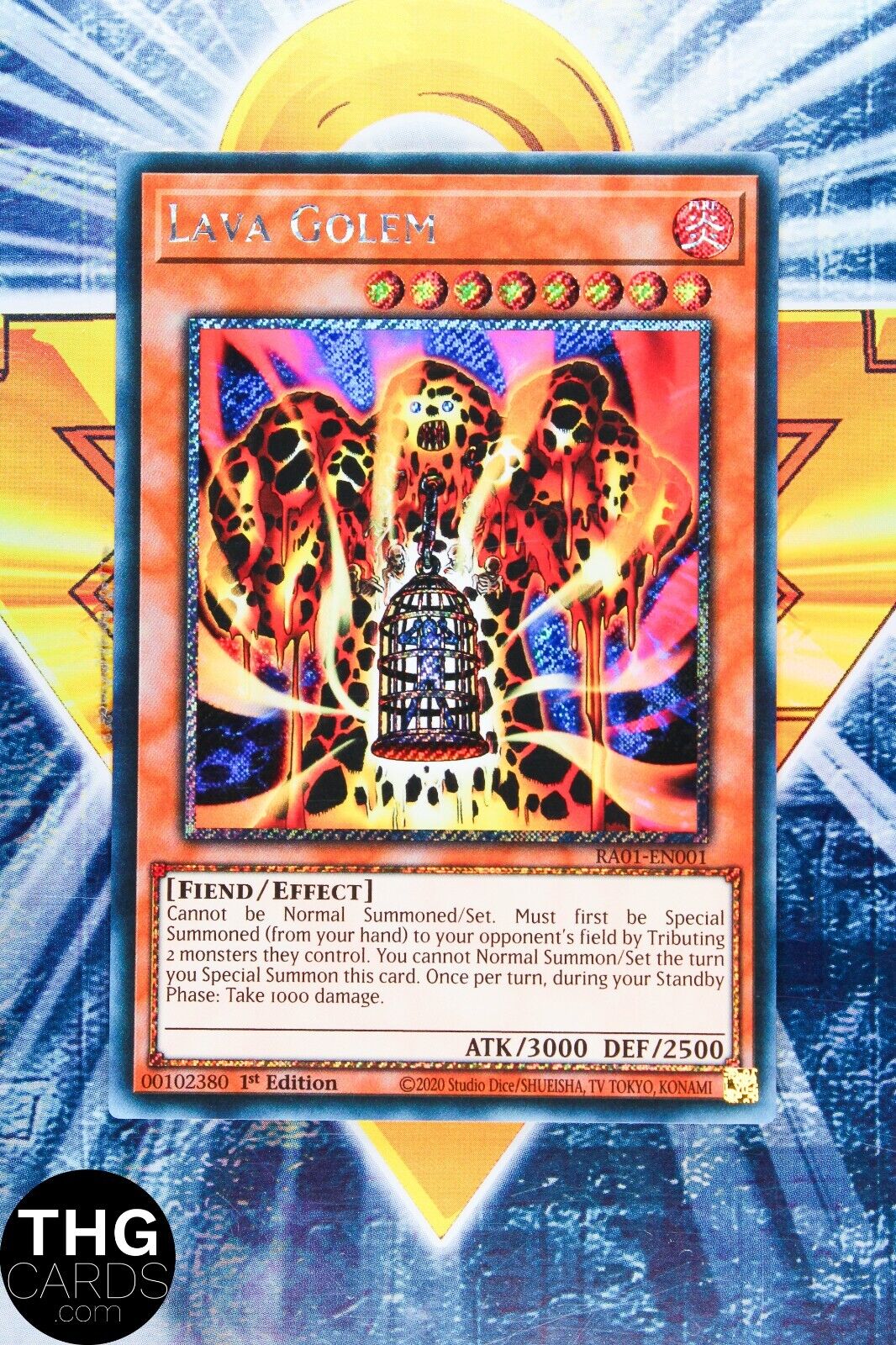 Lava Golem RA01-EN001 1st Edition Platinum Secret Rare Yugioh Card