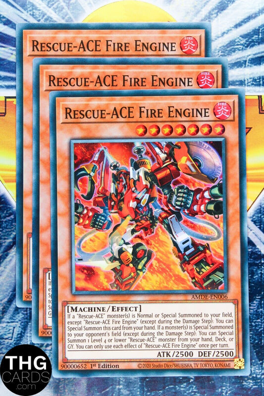 Rescue-ACE Fire Engine AMDE-EN006 1st Edition Super Rare Yugioh Card Playset
