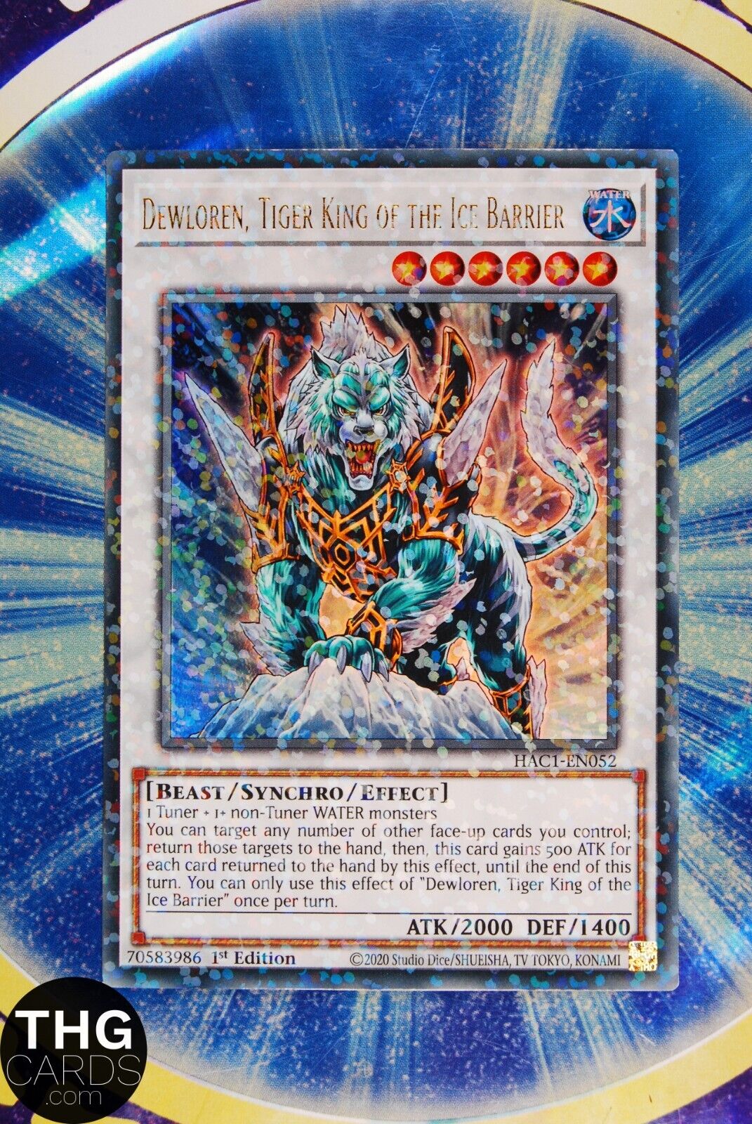 Dewloren, Tiger King of the Ice Barrier HAC1-EN052 1st Ed Ultra Rare Yugioh Card