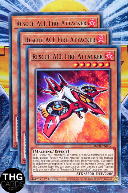 Rescue-ACE Fire Attacker AMDE-EN005 1st Rare Yugioh Card Playset