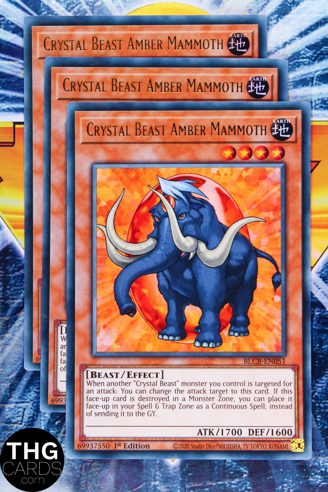 Crystal Beast Amber Mammoth BLCR-EN051 1st Edition Ultra Rare Yugioh Playset