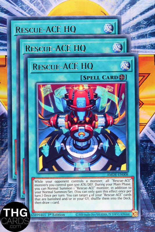 Rescue-ACE HQ AMDE-EN008 1st Edition Rare Yugioh Card Playset