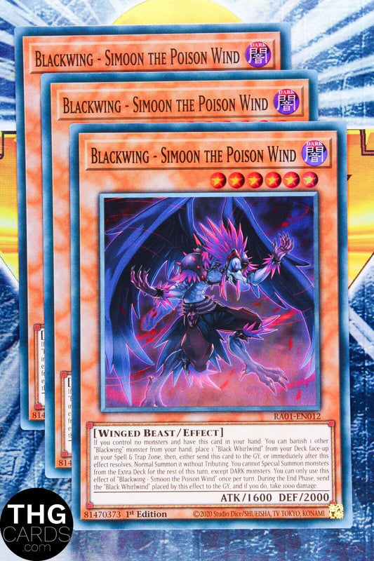 Blackwing - Simoon the Poison Wind RA01-EN012 1st Super Rare Yugioh Card Playset