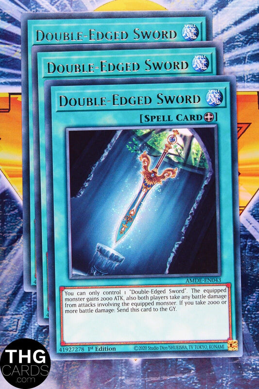 Double-Edged Sword AMDE-EN043 1st Edition Rare Yugioh Card Playset