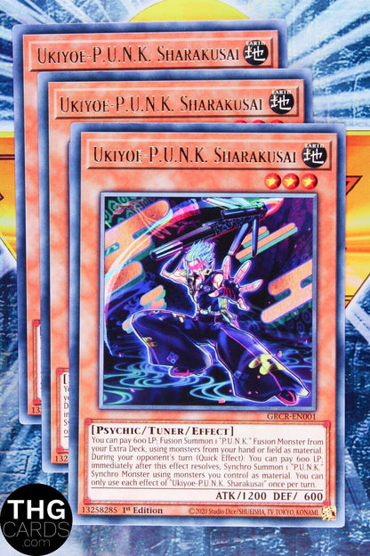 Ukiyoe-P.U.N.K. Sharakusai GRCR-EN001 1st Edition Rare Yugioh Card Playset