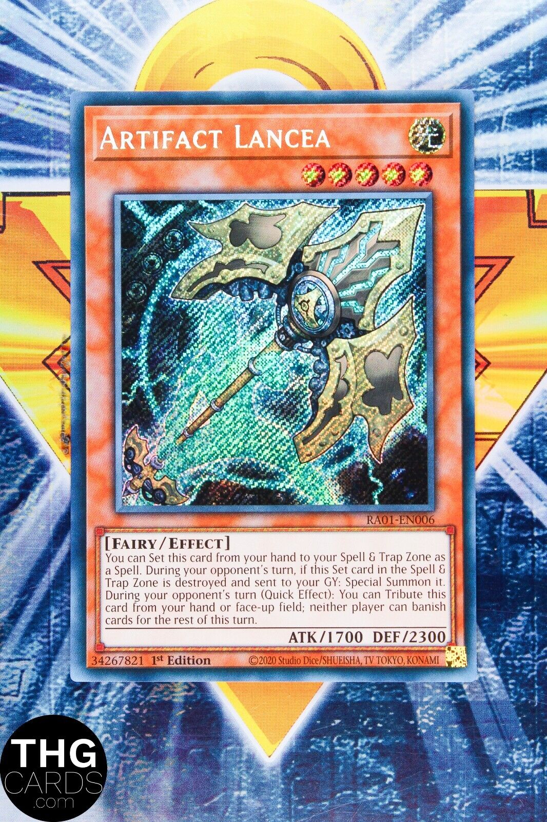 Artifact Lancea RA01-EN006 1st Edition Secret Rare Yugioh Card