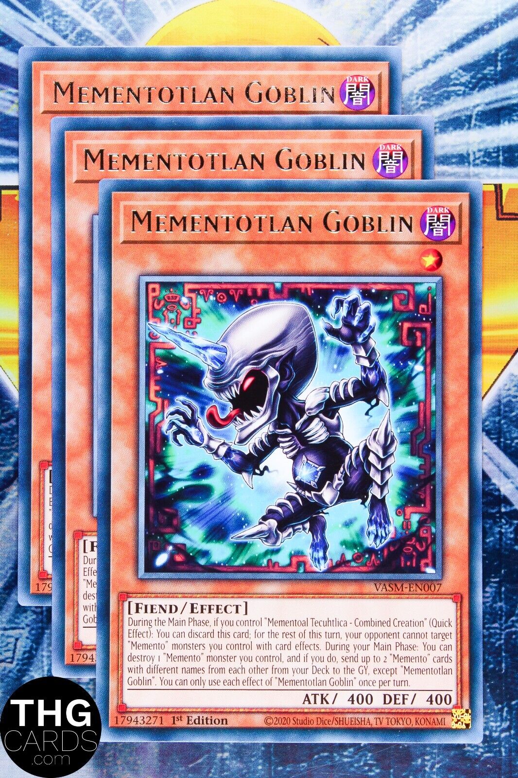 Mementotlan Goblin VASM-EN007 1st Edition Rare Yugioh Card Playset