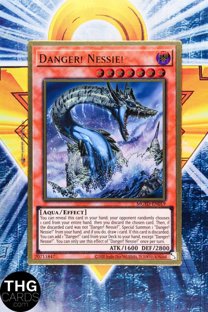 Danger! Nessie! MGED-EN019 1st Ed Premium Gold Rare Yugioh Card