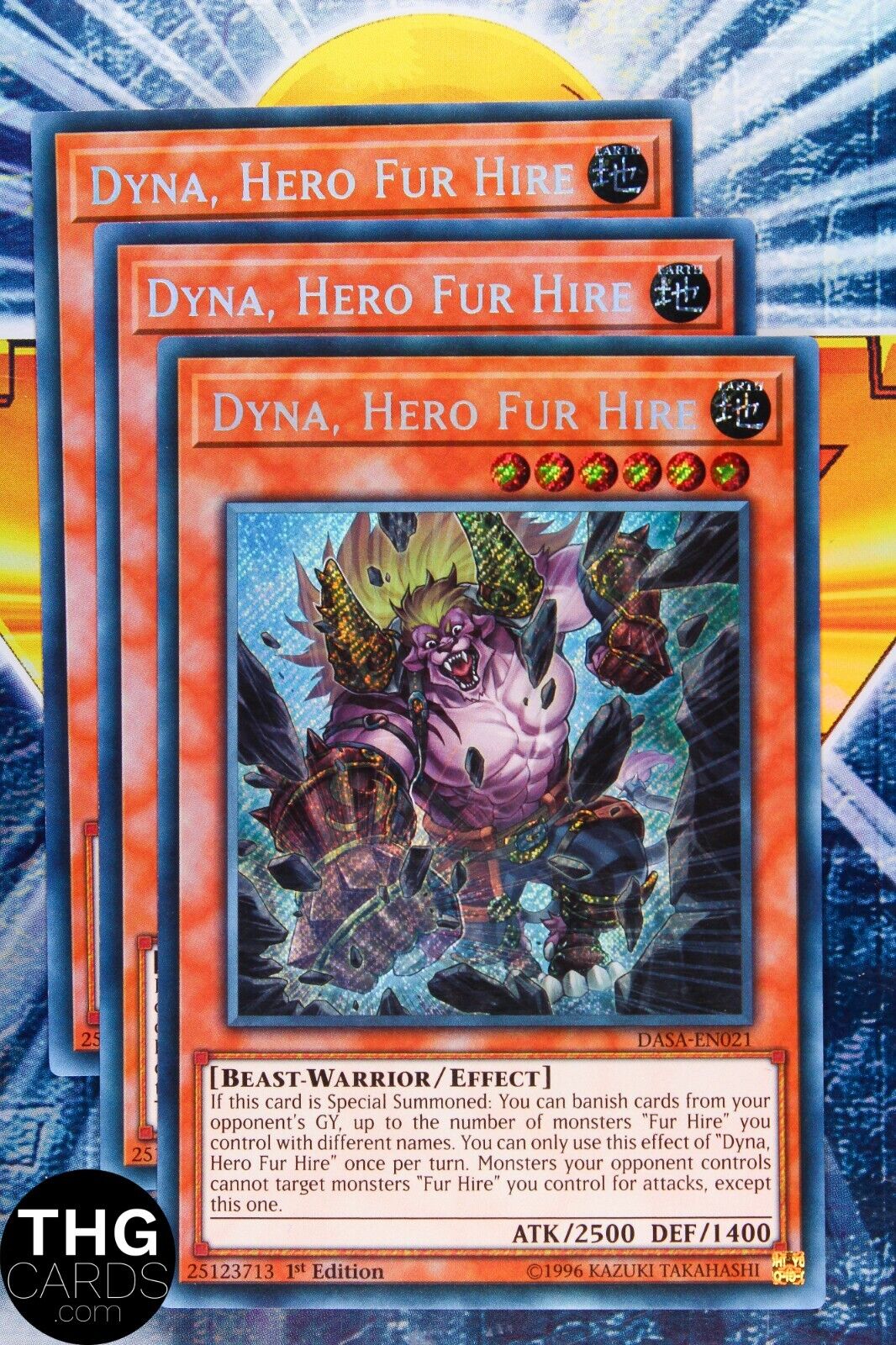 Dyna, Hero Fur Hire DASA-EN021 1st Edition Secret Rare Yugioh Card Playset