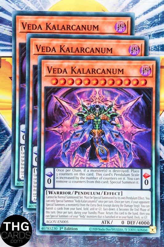 Veda Kalarcanum AGOV-EN005 1st Edition Super Rare Yugioh Card Playset