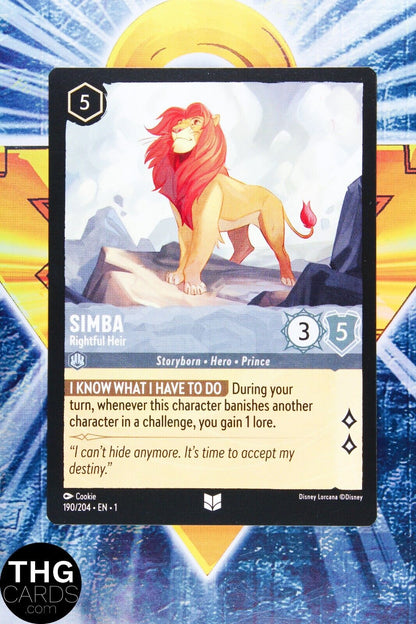 Simba, Rightful Heir 190/204 Standard Uncommon Lorcana First Chapter Card