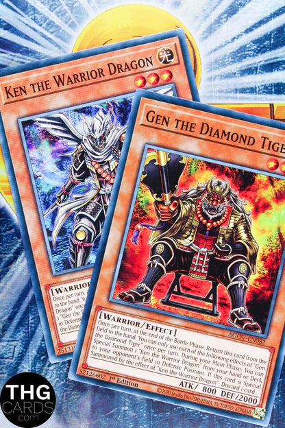 Ken the Warrior Dragon x 3 & Gen the Diamond Tiger x 3 AGOV-EN082 081 Yugioh Set