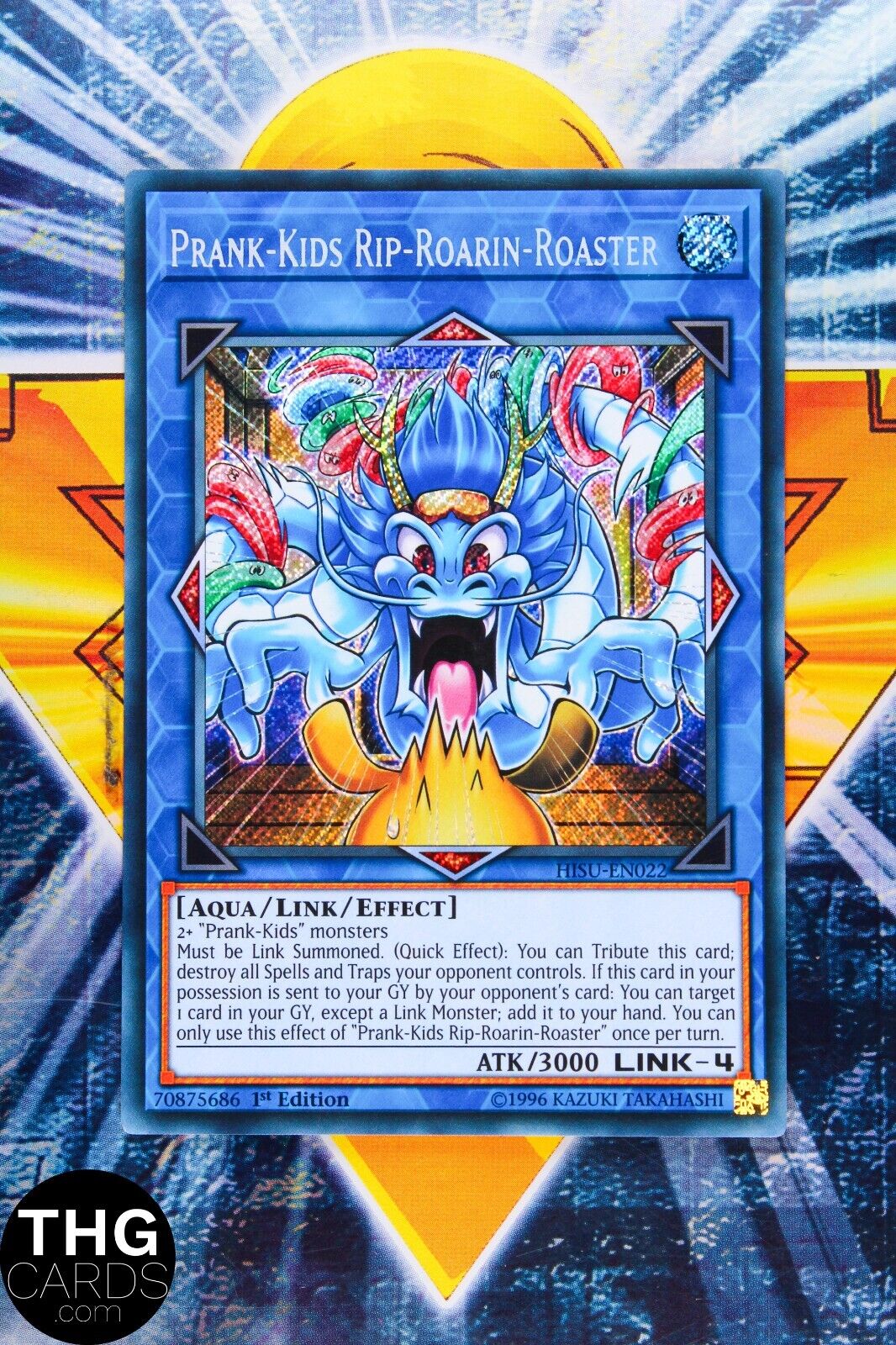 Prank-Kids Rip-Roarin-Roaster HISU-EN022 1st Edition Secret Rare Yugioh Card