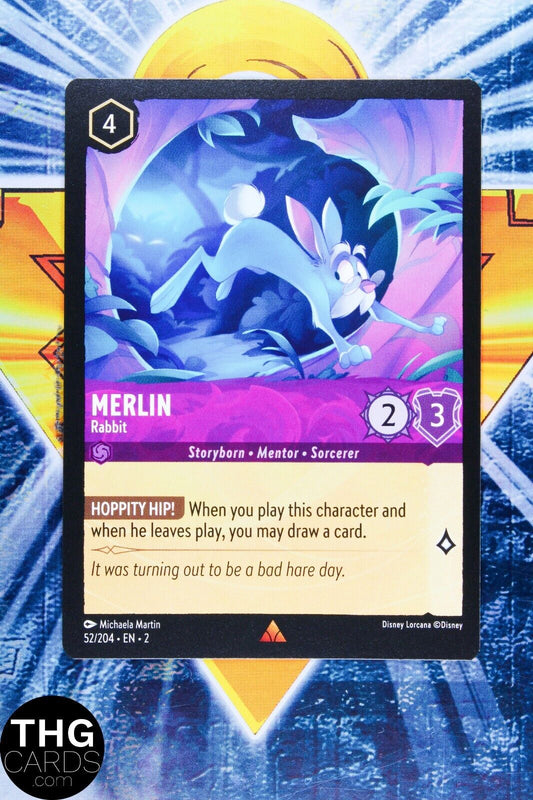 Merlin, Rabbit 52/204 Rare Lorcana Rise of the Floodborn Card