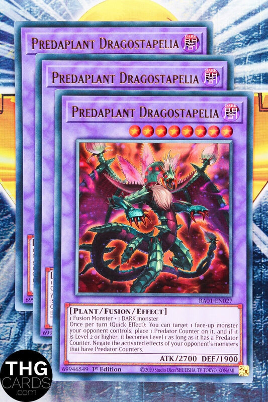 Predaplant Dragostapelia RA01-EN027 1st Ed Ultra Rare Yugioh Card Playset