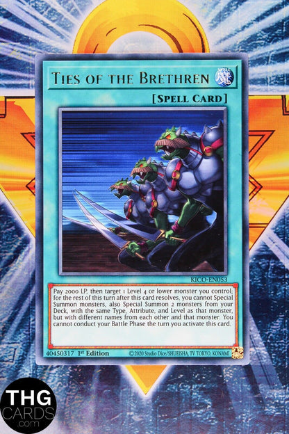 Ties of the Brethren KICO-EN053 1st Edition Rare Yugioh Card Playset