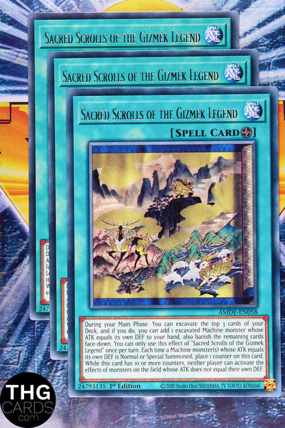 Sacred Scrolls of Gizmek Legend AMDE-EN058 1st Edition Rare Yugioh Card Playset