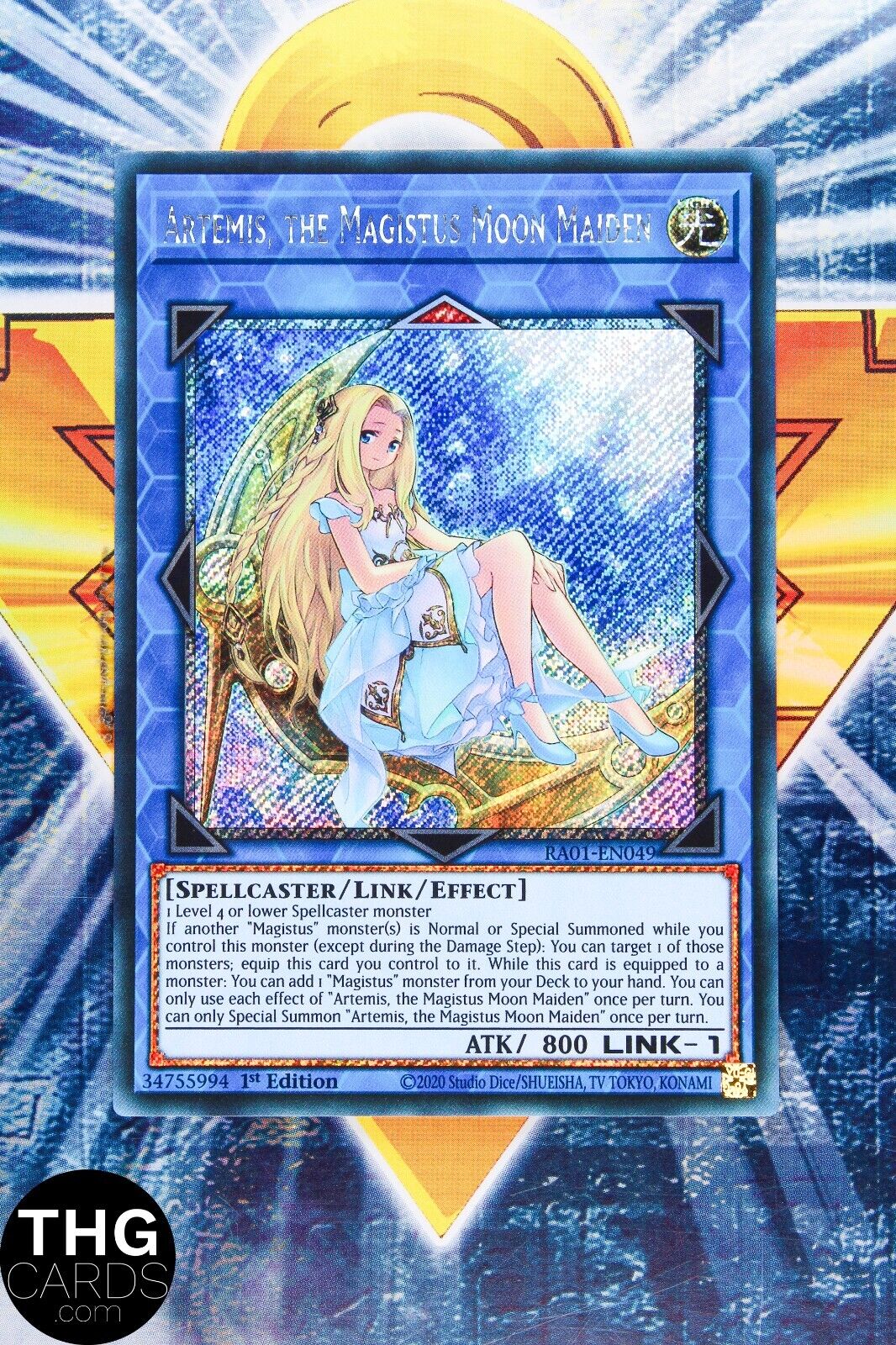 Artemis, the Magistus Moon Maiden RA01-EN049 Platinum Secret Rare Yugioh Card