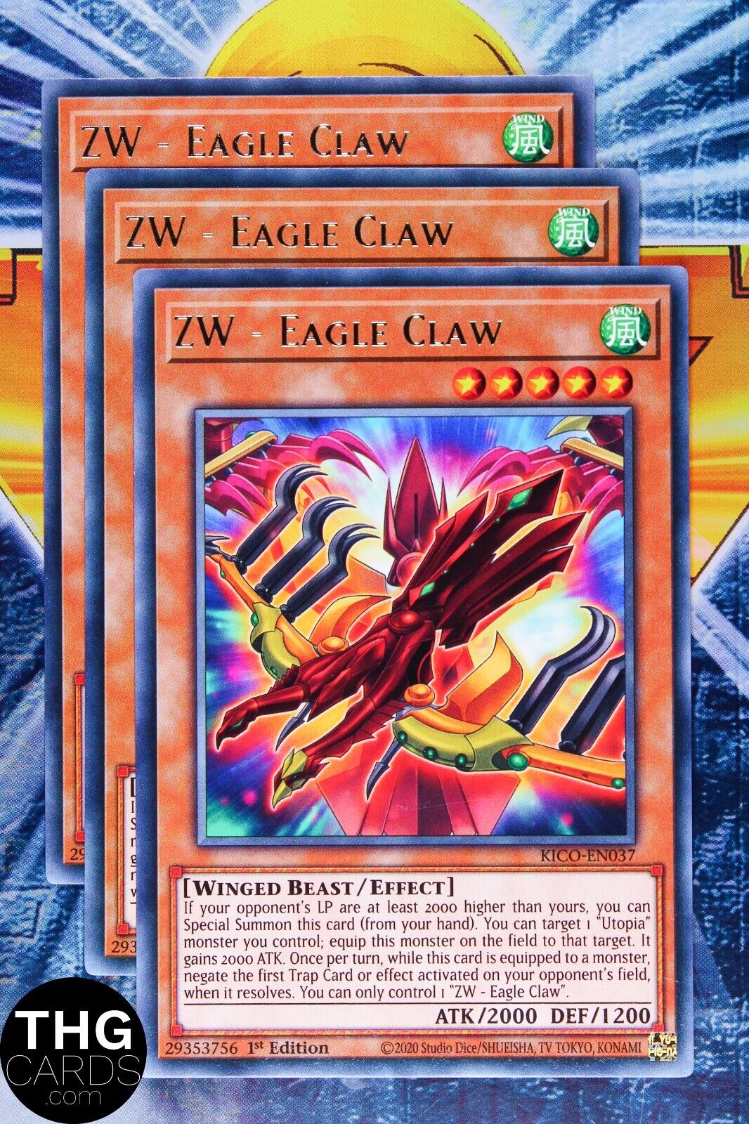 ZW - Eagle Claw KICO-EN037 1st Edition Rare Yugioh Card Playset